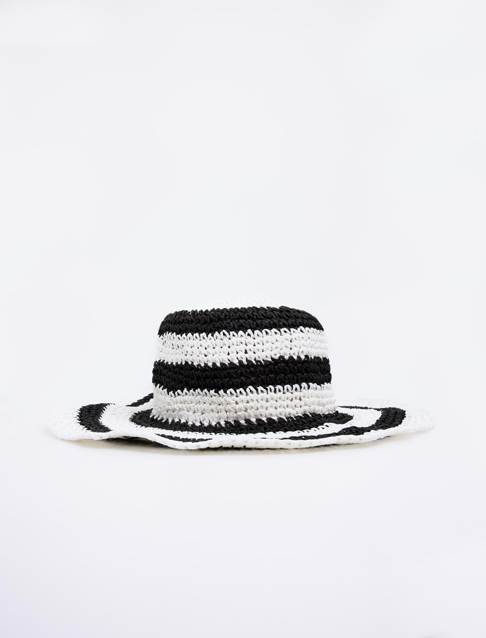 Çizgili Yazlık Hasır Şapka