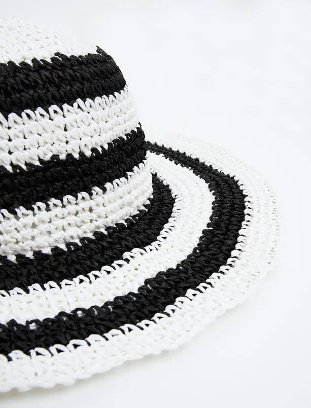 Women Mixed Striped Summer Straw Hat