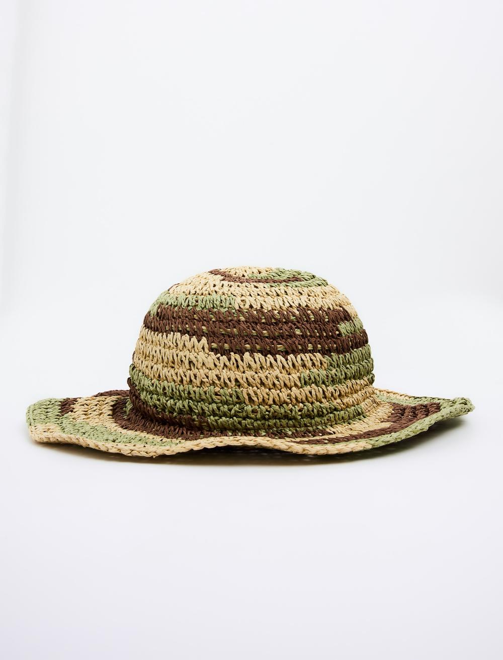 Etnik Desenli Hasır Şapka