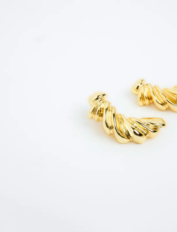 Women Yellow Spiral Figured Earrings