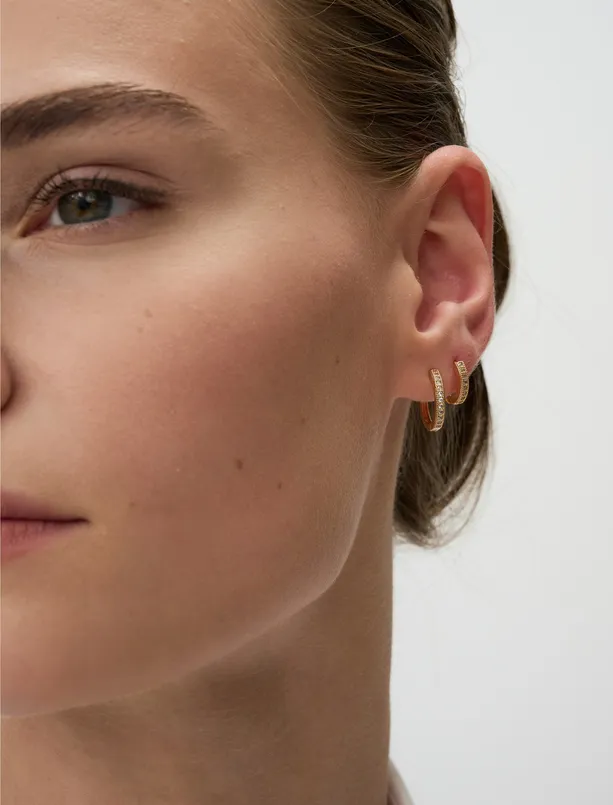 Bayan Sarı Üçlü Set Küpe