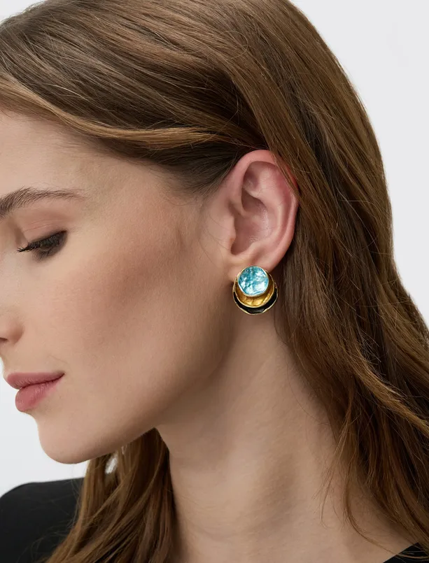 Bayan Turkuaz Figürlü Küpe