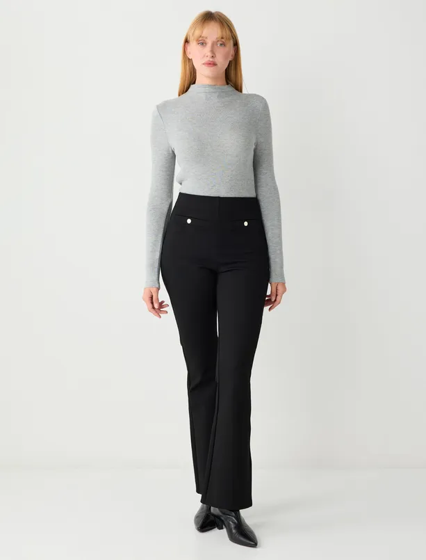 Bayan Antrasit Uzun Kollu Dik Yaka Yumuşak Dokulu Bluz