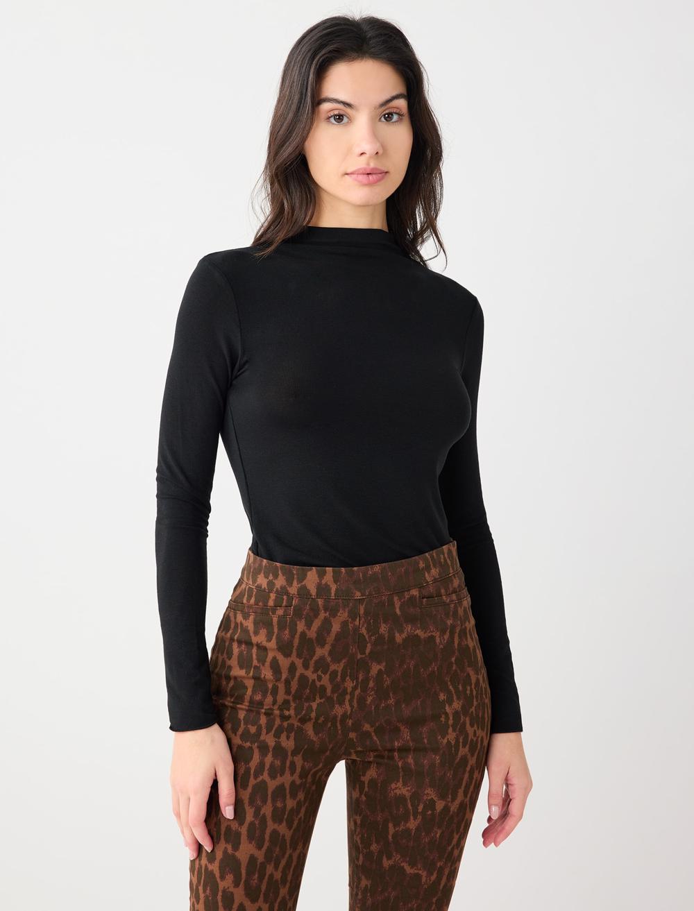 Dar Kesim Sıfır Yaka Uzun Kollu Örme Bluz