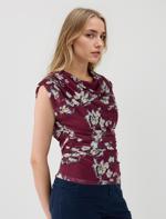 Bordo Dar Kesim Degaje Yaka Vatkalı Kolsuz Mesh Bluz	