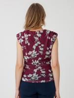 Bordo Dar Kesim Degaje Yaka Vatkalı Kolsuz Mesh Bluz	