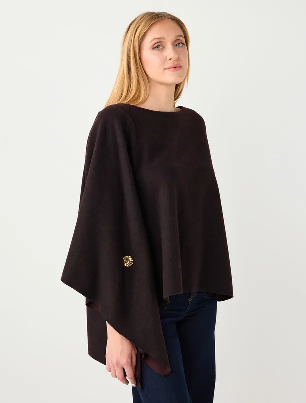 Bayan Kahverengi Kayık Yaka Yarasa Kol Yumuşak Dokulu Örme Bluz