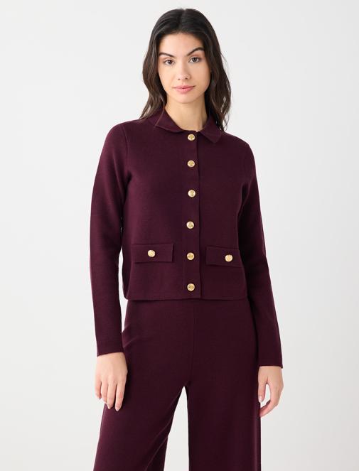 Gömlek Yaka Uzun Kollu Düğme Detaylı Triko Hırka	