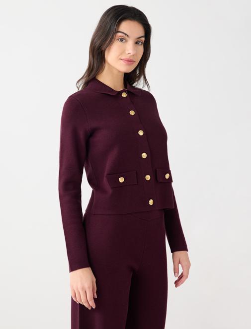 Gömlek Yaka Uzun Kollu Düğme Detaylı Triko Hırka	