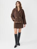 	Düz Kesim Düğme Detaylı Kaşe Dokuma Ceket