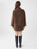 	Düz Kesim Düğme Detaylı Kaşe Dokuma Ceket