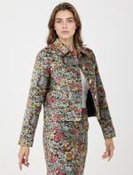 Çiçek Desenli Düğme Detaylı Pamuklu Dokuma Ceket