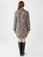 Çiçek Desenli Düğme Detaylı Pamuklu Dokuma Ceket