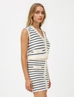 Line Patterned Mini Sweater Skirt Combination