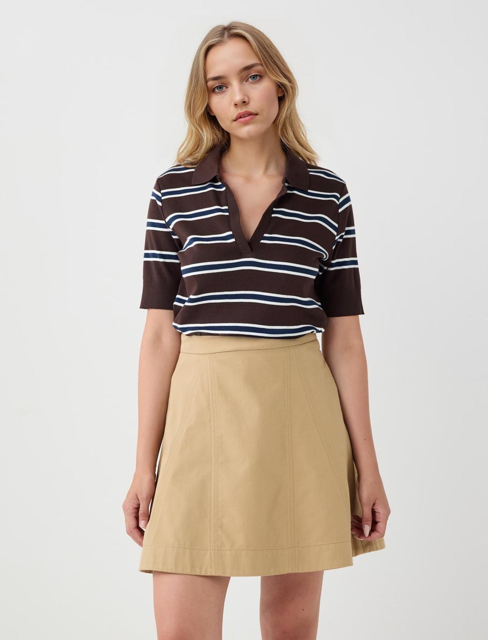 Düz Kesim Normal Bel Gabardin Mini Etek