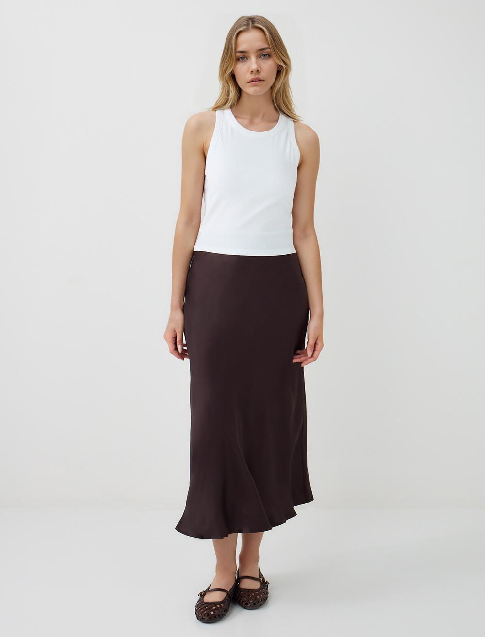 Normal Bel Dar Kesim Uzun Saten Etek