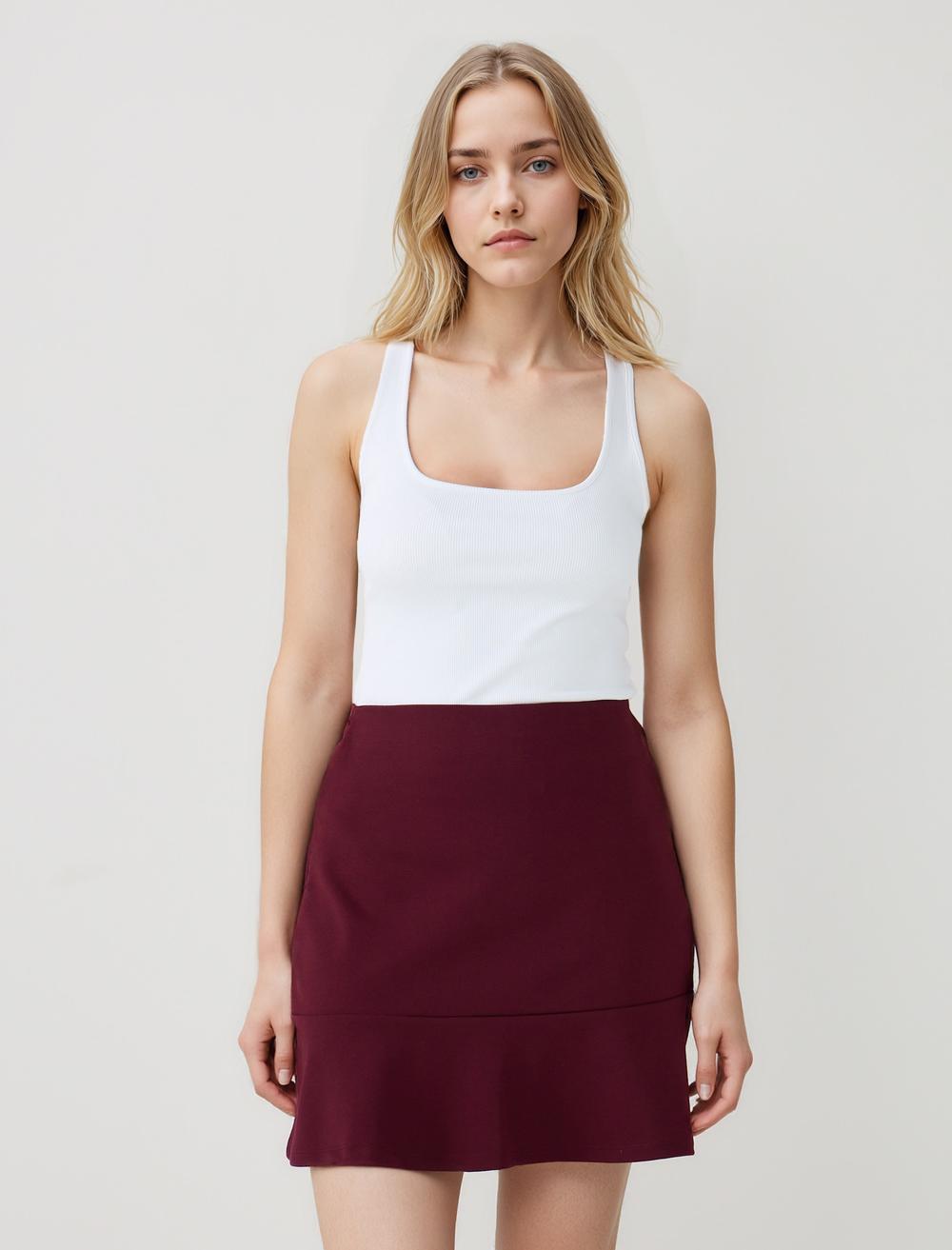 Düz Kesim Normal Bel Mini Örme Etek