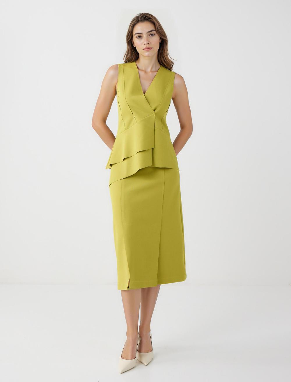 Düz Kesim Normal Bel Midi Örme Etek