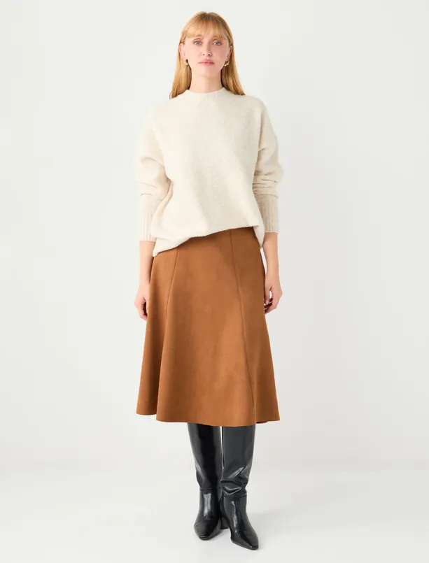 Bayan  Rahat Kesim Normal Bel Süet Örme Etek