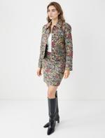 Cotton Woven Jacket with Floral Patterned Button Detail