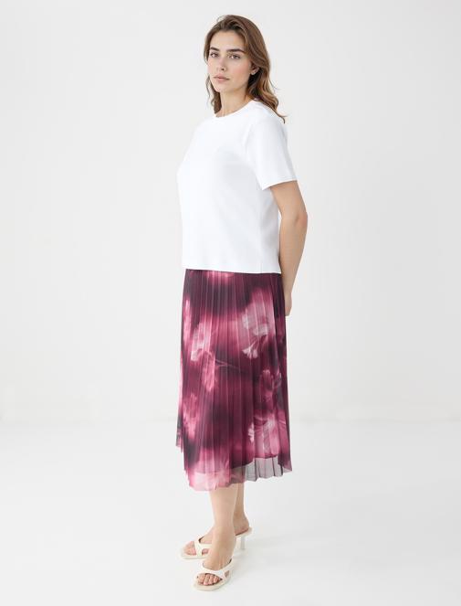 Desenli Mesh Bluz Kombini ile Modern Stil