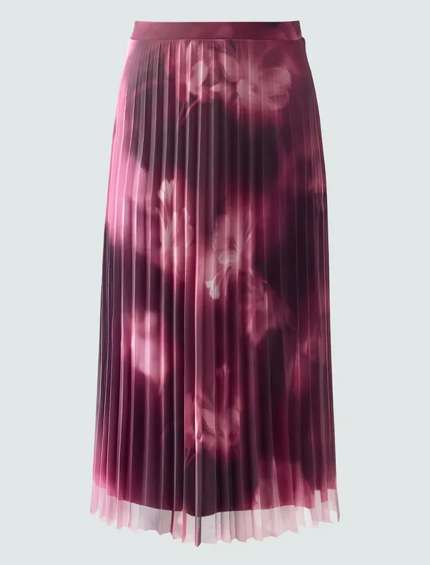 Bayan  Yüksek Bel Piliseli Rahat Kesim Midi Etek