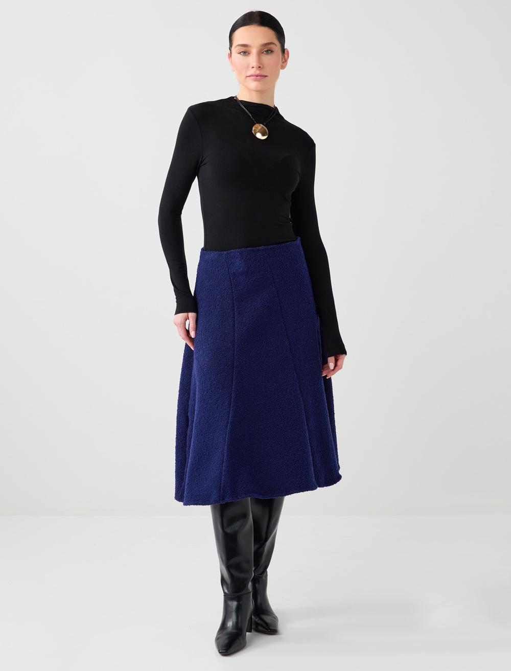 Rahat Kesim Normal Bel Dokuma Midi Etek