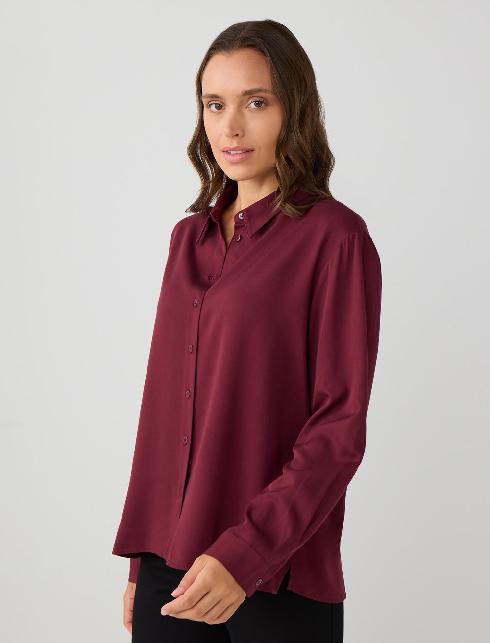Uzun Kollu Düz Kesim Dokuma Gömlek