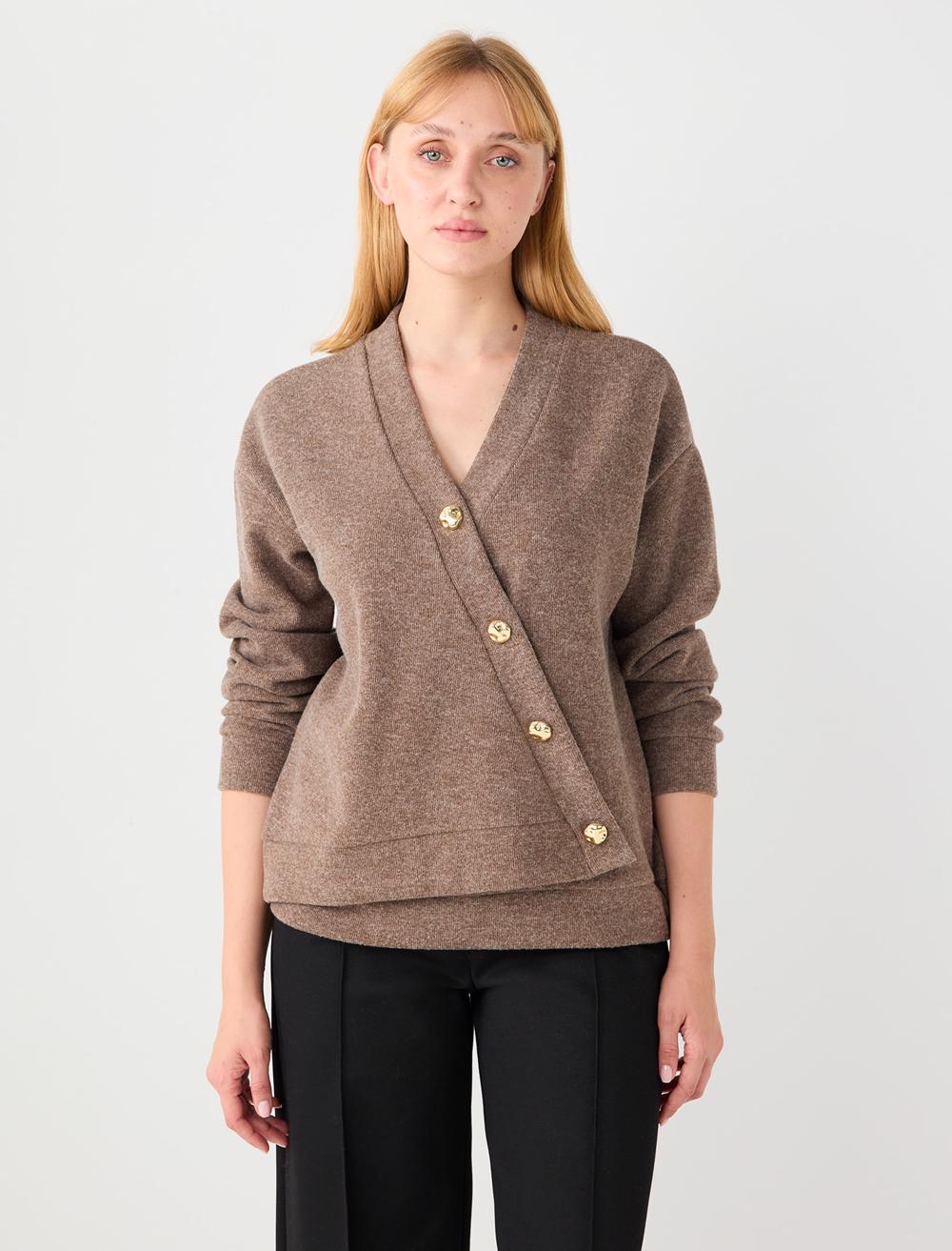 Rahat Kesim Yumuşak Dokulu V Yaka Örme Hırka