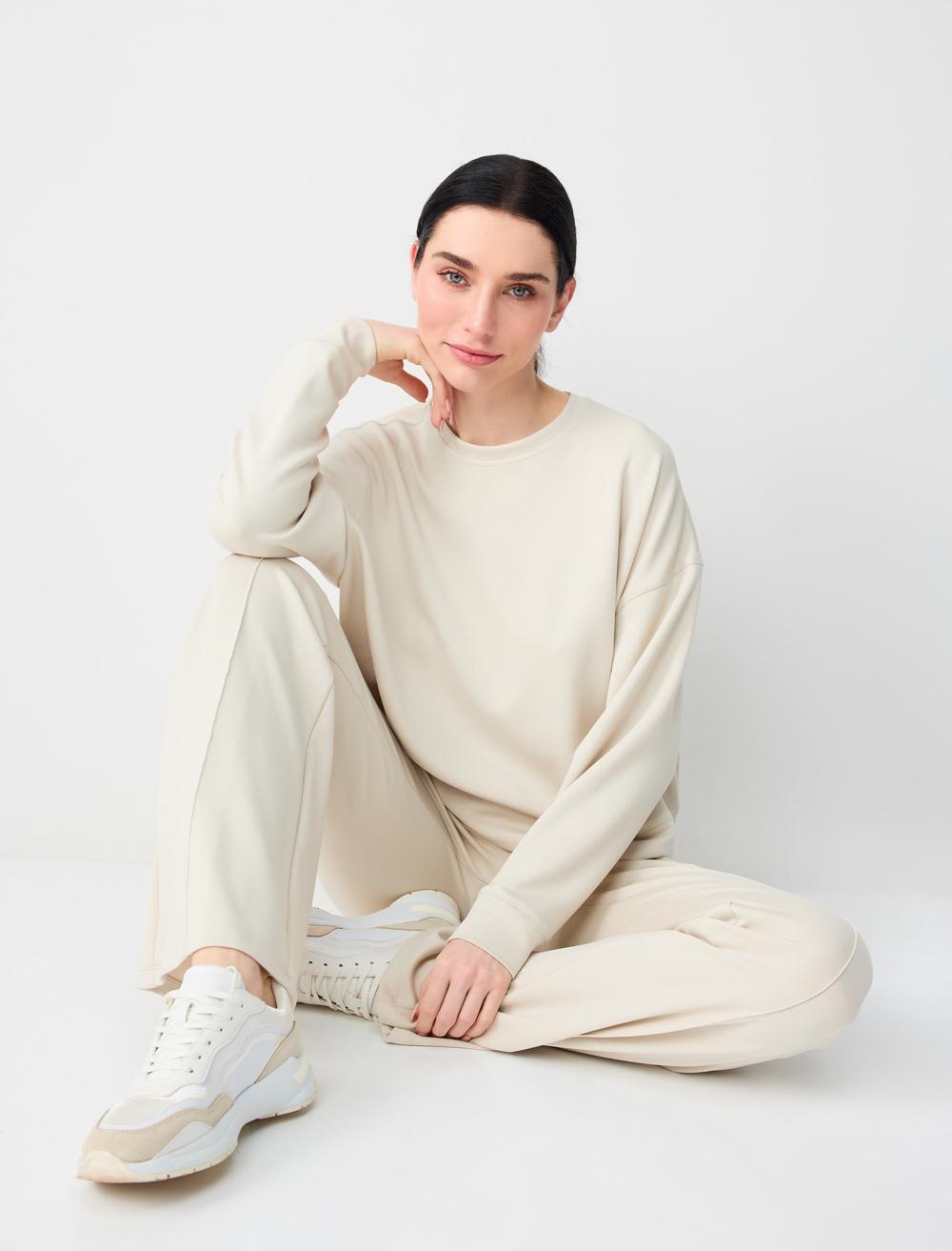 Yüksek Bel Bol Paça Modal Jogger Pantolon