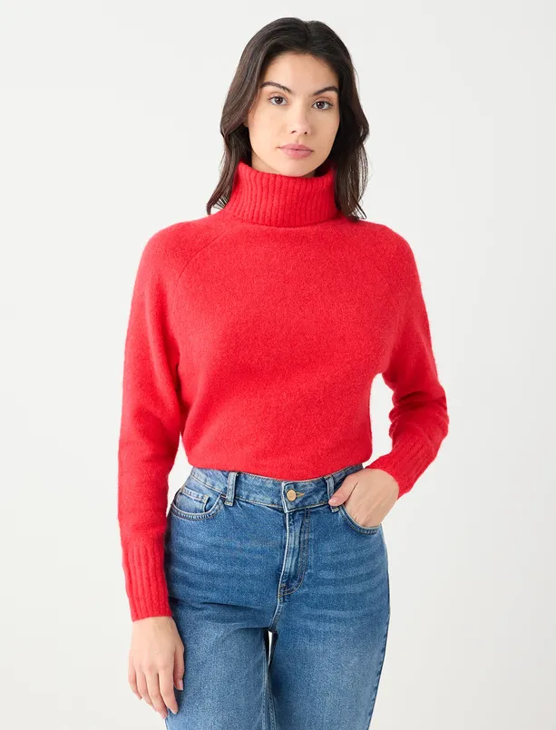 Bayan  Uzun Kollu Balıkçı Yaka Yün Karışımlı Triko Kazak