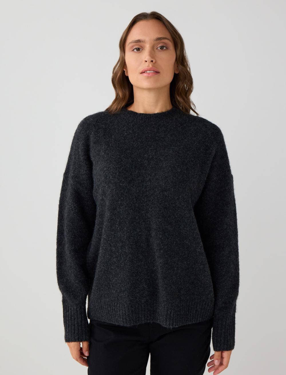 Uzun Kollu Bisiklet Yaka Yün Karışımlı Triko Kazak