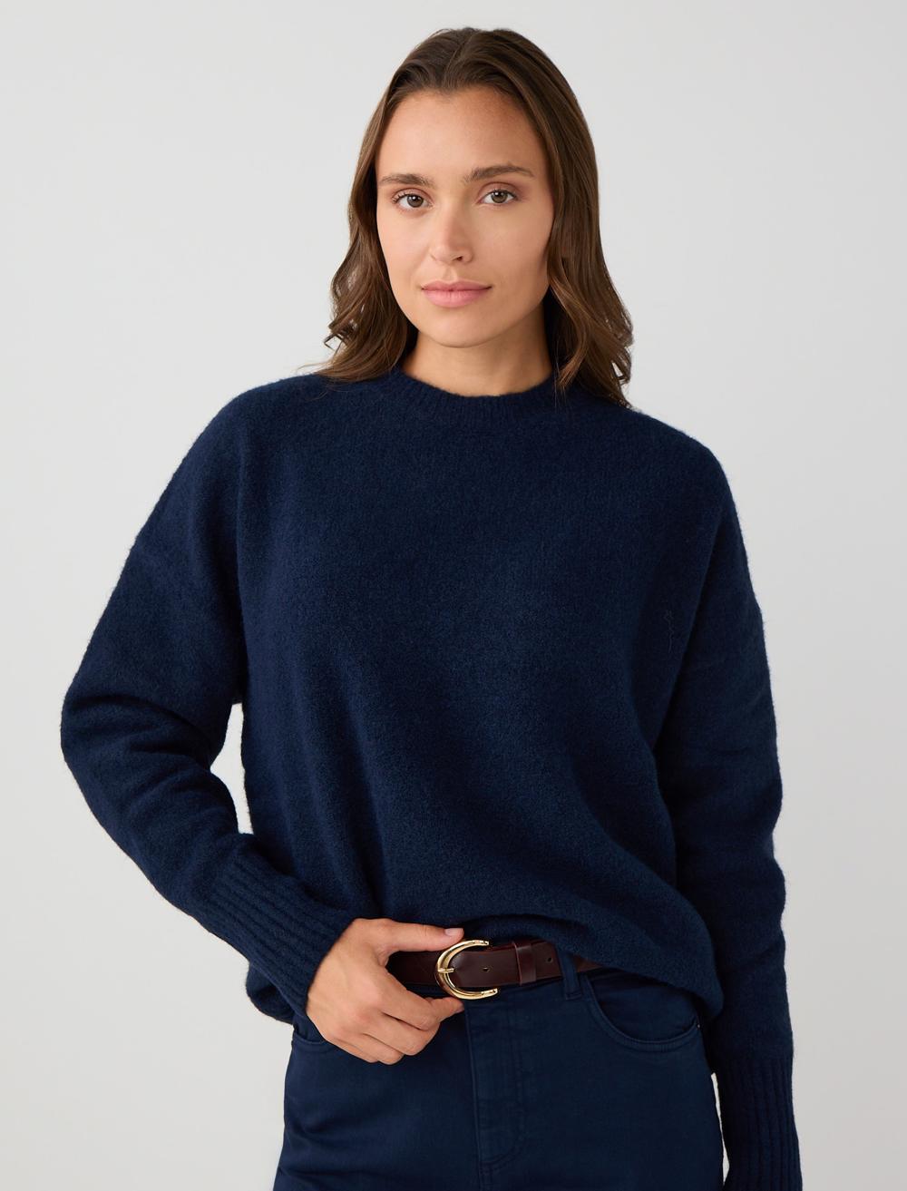 Uzun Kollu Bisiklet Yaka Yün Karışımlı Triko Kazak