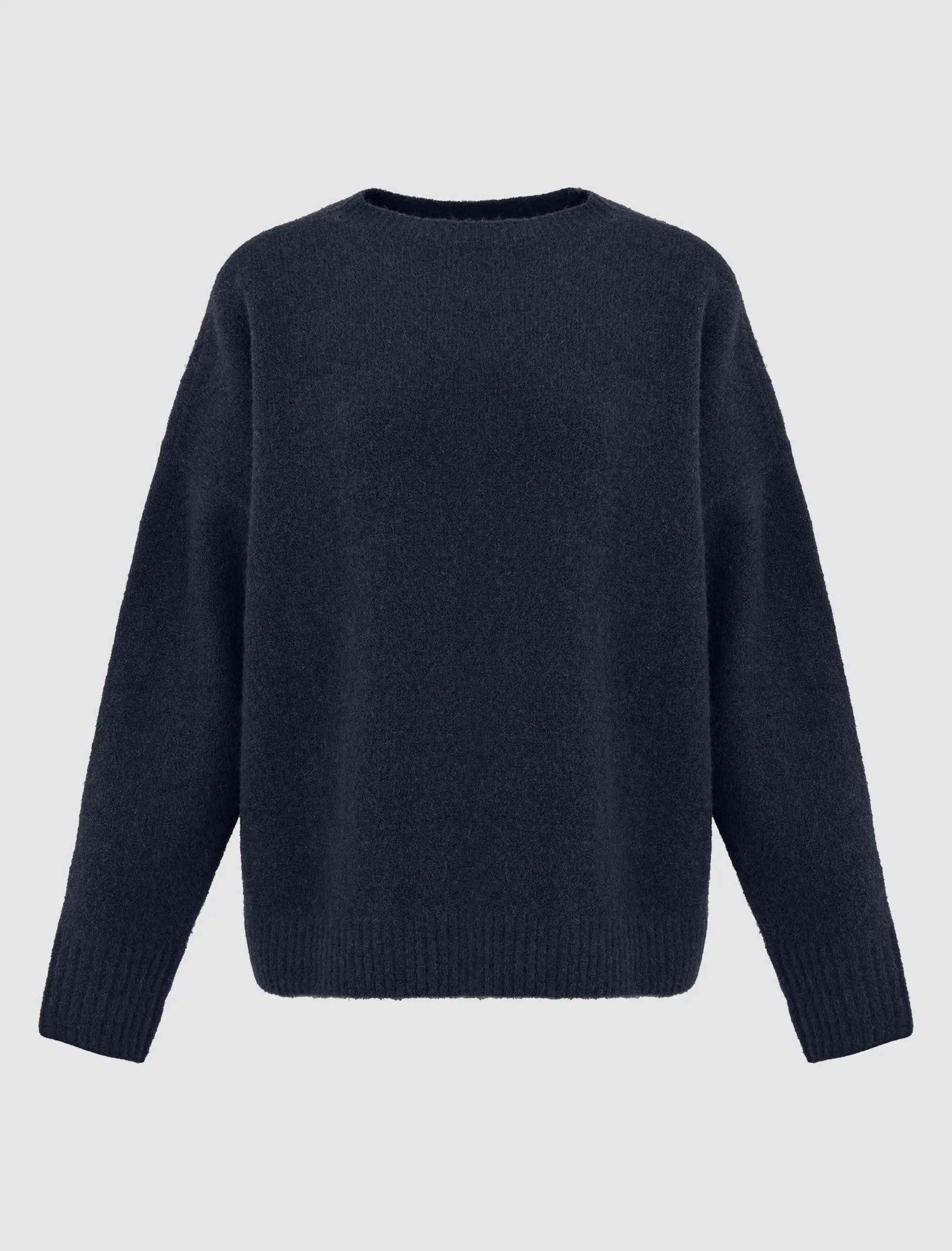 Lacivert Uzun Kollu Bisiklet Yaka Yün Karışımlı Triko Kazak