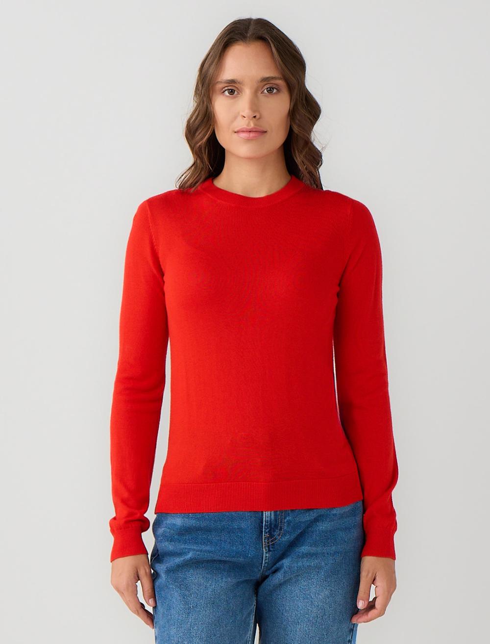 Bisiklet Yaka Uzun Kollu Yün Karışımlı Triko Kazak