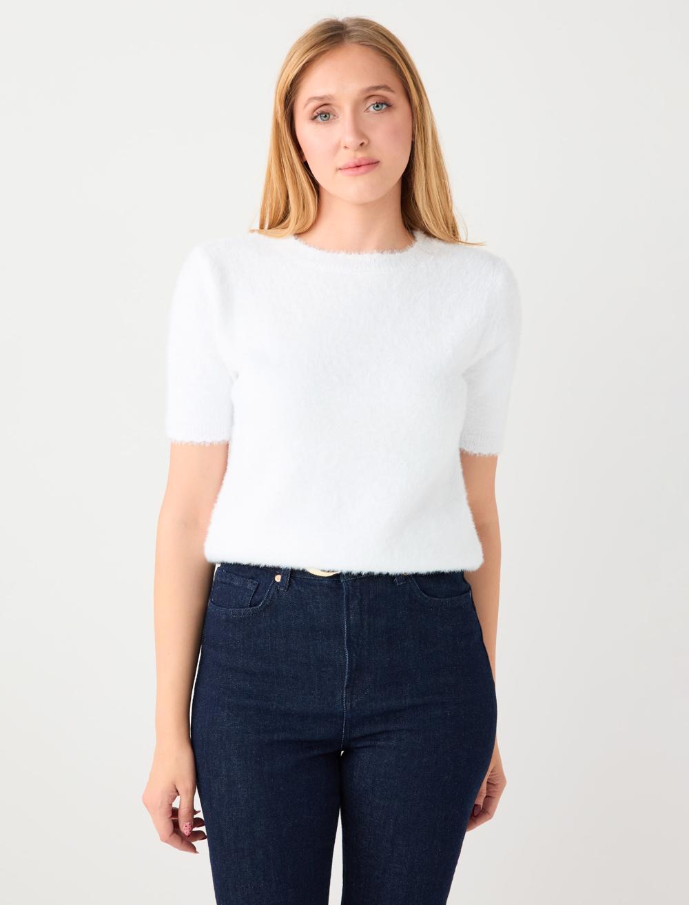 Kısa Kollu Yuvarlak Yaka Triko Kazak