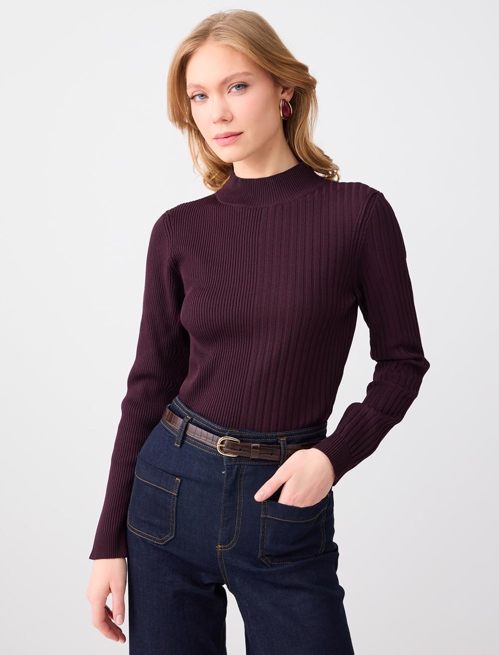 Dar Kesim Balıkçı Yaka Triko Kazak