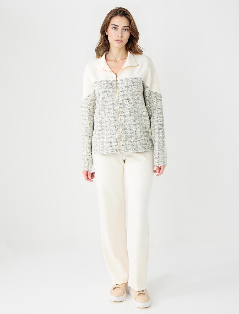 Yüksek Bel Bol Paça Örme Modal Pantolon