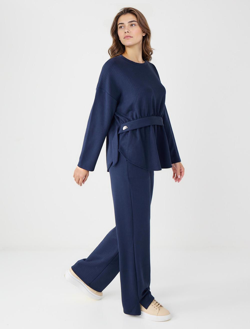 Rahat Kesim Bol Paça Modal Örme Pantolon