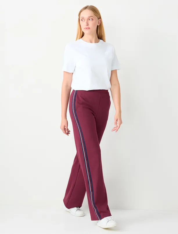 Bayan Bordo Normal Bel Normal Paça Modal Örme Pantolon