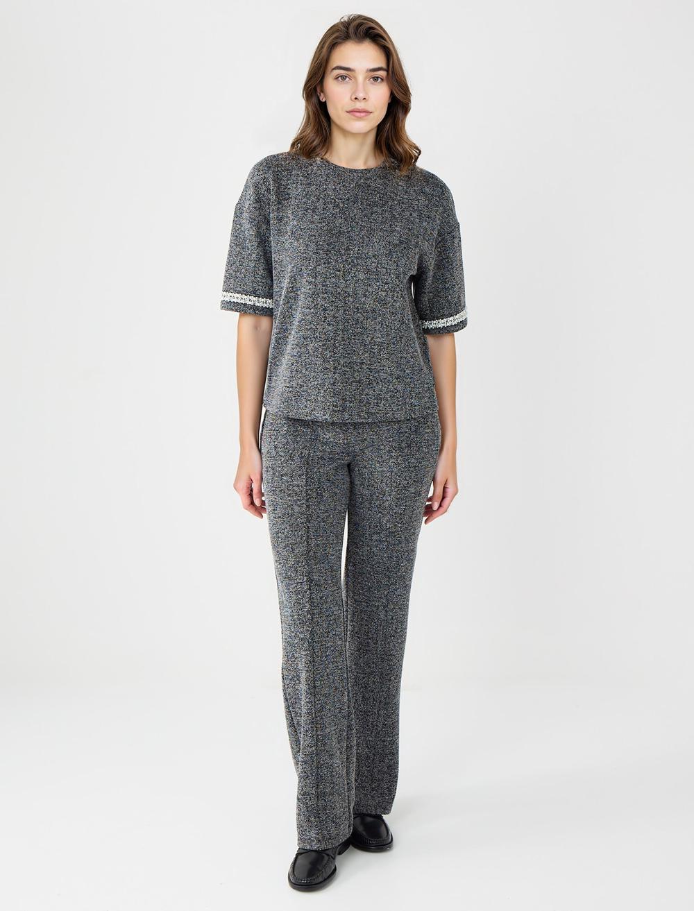 Normal Bel Normal Paça Örme Pantolon