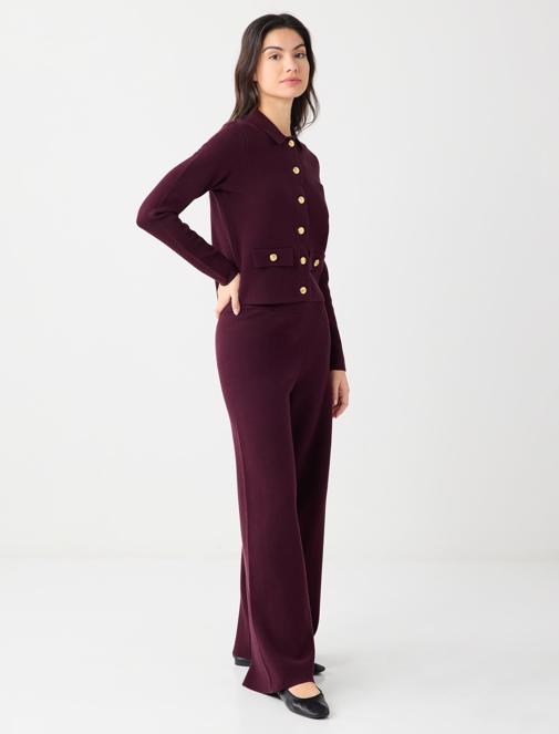 Gömlek Yaka Uzun Kollu Düğme Detaylı Triko Hırka	