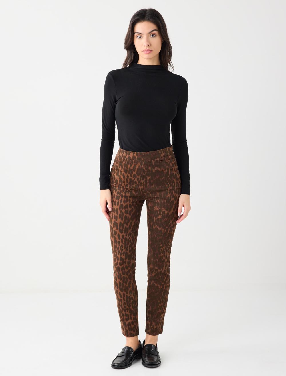 Dar Paça Normal Bel Leopar Desenli Pantolon