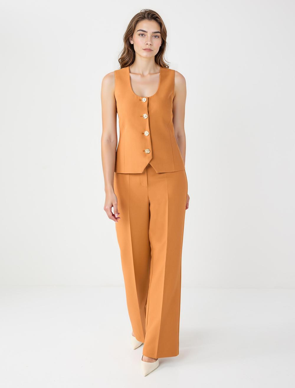 Bol Kesim Bol Paça Normal Bel Dokuma Pantolon