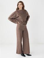 Yumuşak Dokulu Bol Paça Örme Pantolon	