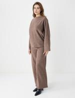 Yumuşak Dokulu Bol Paça Örme Pantolon	