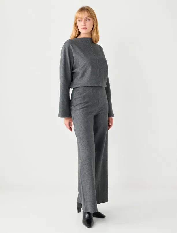 Bayan  Rahat Kesim Yumuşak Dokulu Bol Paça Örme Pantolon