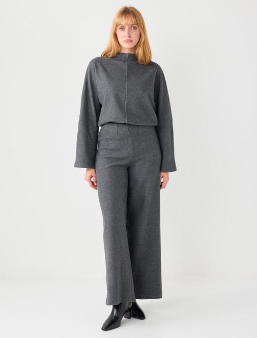 Soft Textured Wide Leg Knitted Pants Combination