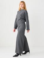 Soft Textured Wide Leg Knitted Pants Combination