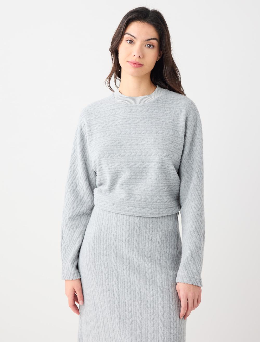 Saç Örgü Desenli Yumuşak Dokulu Örme Sweatshirt